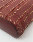 Michael Kors Brick Leather Brooklyn Grommet Feed Crossbody Bag