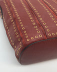 Michael Kors Brick Leather Brooklyn Grommet Feed Crossbody Bag