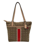 Coach Khaki and Orange Signature Canvas Stripe File Tote Bag F27008