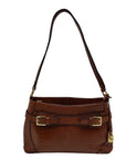 Etienne Aigner Brown Reptile Embossed Leather Shoulder Bag