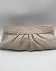 Lauren Merkin Off White Ostrich Leather Clutch