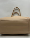 MMS Brands Beige Pebbled Leather Hobo-Style Shoulder Bag