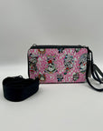 Ed Hardy Pink Faux Leather Skull Convertible Wallet