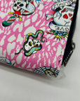 Ed Hardy Pink Faux Leather Skull Convertible Wallet