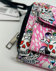 Ed Hardy Pink Faux Leather Skull Convertible Wallet