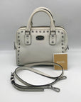 Michael Kors White Saffiano Leather Studded Satchel