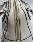 Michael Kors White Saffiano Leather Studded Satchel
