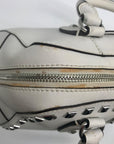 Michael Kors White Saffiano Leather Studded Satchel
