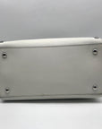 Michael Kors White Saffiano Leather Studded Satchel