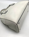 Michael Kors White Saffiano Leather Studded Satchel