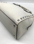 Michael Kors White Saffiano Leather Studded Satchel