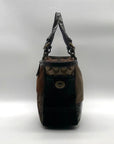 Coach Brown Signature Patchwork Canvas Satchel J8F69