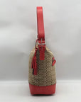 Coach Red / Tan Canvas And Leather Signature Legacy Stripe Duffle Bag 19918