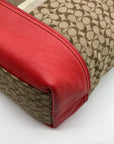Coach Red / Tan Canvas And Leather Signature Legacy Stripe Duffle Bag 19918