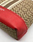 Coach Red / Tan Canvas And Leather Signature Legacy Stripe Duffle Bag 19918