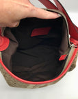 Coach Red / Tan Canvas And Leather Signature Legacy Stripe Duffle Bag 19918
