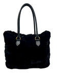 Falorni Italia Le Borse Black Fur Shoulder Bag