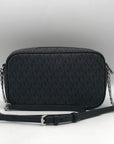 Michael Kors Jet Set East West Black Signature Coated Canvas Crossbody