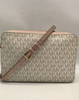 Michael Kors Vanilla And Pink Leather Signature Stripe Jet Set Crossbody