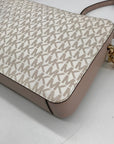 Michael Kors Vanilla And Pink Leather Signature Stripe Jet Set Crossbody
