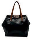 Furla Doctor-Style Black And Brown Leather Satchel Bag