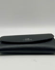 Coach Black Leather Slim Envelope Flap Long Wallet