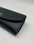 Coach Black Leather Slim Envelope Flap Long Wallet
