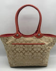 Coach Tan Signature Canvas Bleecker Floral Applique Tote