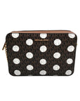 Michael Kors Brown Coated Canvas Jet Set Polkadot Crossbody Bag
