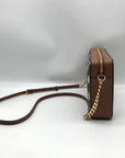 Michael Kors Brown Coated Canvas Jet Set Polkadot Crossbody Bag