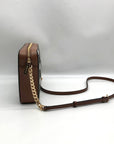 Michael Kors Brown Coated Canvas Jet Set Polkadot Crossbody Bag