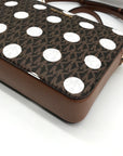 Michael Kors Brown Coated Canvas Jet Set Polkadot Crossbody Bag