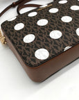 Michael Kors Brown Coated Canvas Jet Set Polkadot Crossbody Bag