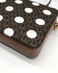 Michael Kors Brown Coated Canvas Jet Set Polkadot Crossbody Bag