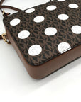 Michael Kors Brown Coated Canvas Jet Set Polkadot Crossbody Bag