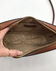Michael Kors Brown Coated Canvas Jet Set Polkadot Crossbody Bag