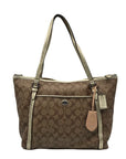 Coach Khaki and Gold Coated Canvas Peyton Pocket Large Tote Bag