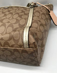 Coach Khaki and Gold Coated Canvas Peyton Pocket Large Tote Bag