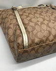 Coach Khaki and Gold Coated Canvas Peyton Pocket Large Tote Bag