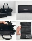 Michael Kors Black Saffiano Leather Carmen Convertible Satchel With Matching Wallet