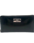 Ralph Lauren Black Patent Leather Zip Around Wallet