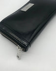 Ralph Lauren Black Patent Leather Zip Around Wallet