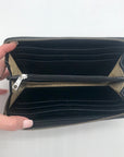 Ralph Lauren Black Patent Leather Zip Around Wallet