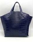 Furla Deep Violet Croc-Embossed Leather Tote Bag