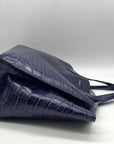 Furla Deep Violet Croc-Embossed Leather Tote Bag