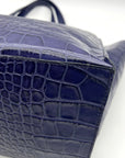 Furla Deep Violet Croc-Embossed Leather Tote Bag