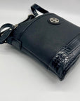 Giani Bernini Black Saffiano Croco North South Crossbody Bag