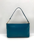 Coach Teal Crossgrain Leather Pop Pouch