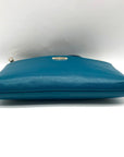 Coach Teal Crossgrain Leather Pop Pouch