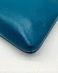 Coach Teal Crossgrain Leather Pop Pouch